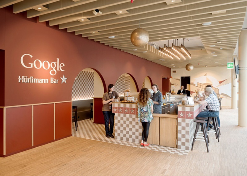 Quầy bar, khu ăn uống tại văn phòng của Google