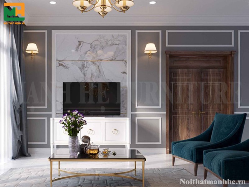 mẫu phòng khách tân cổ điển