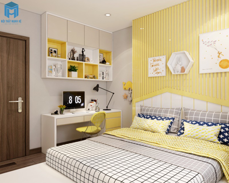 nội thất phòng ngủ màu vàng cho bé