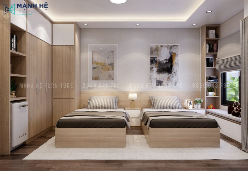 Thiết kế nội thất phòng ngủ nhỏ với giường đơn