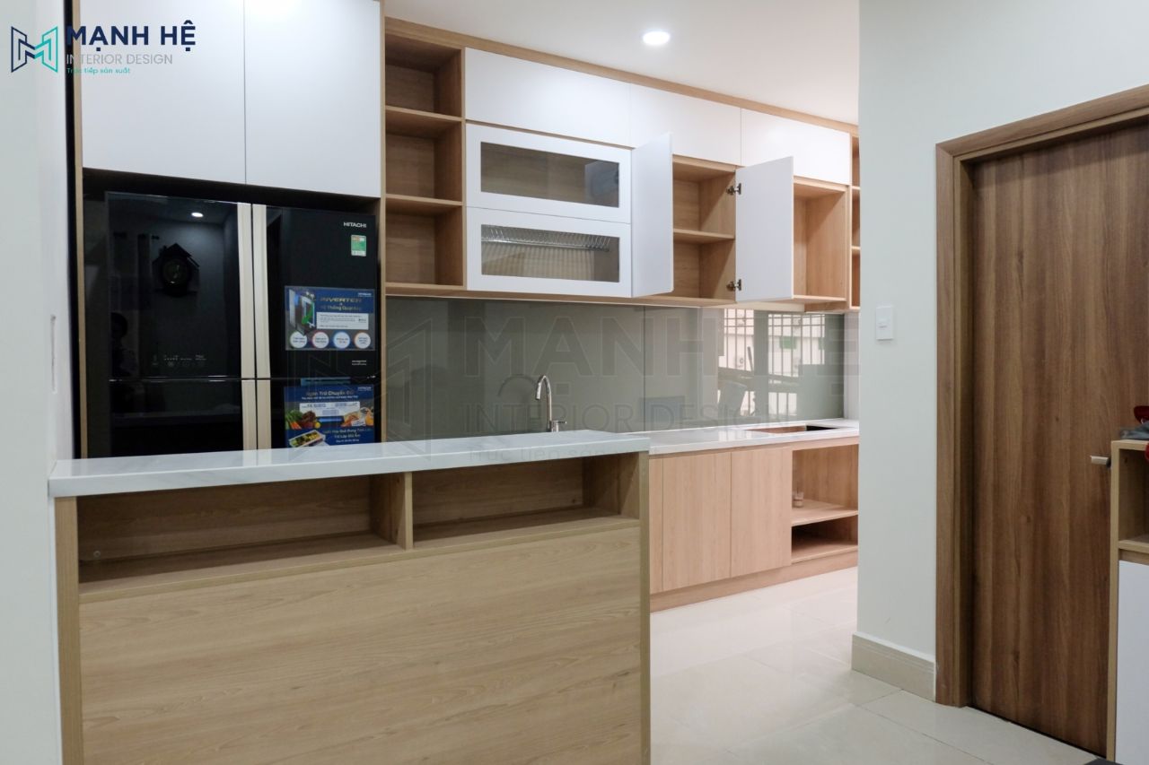 Không gian nội thất phòng bếp liền khách