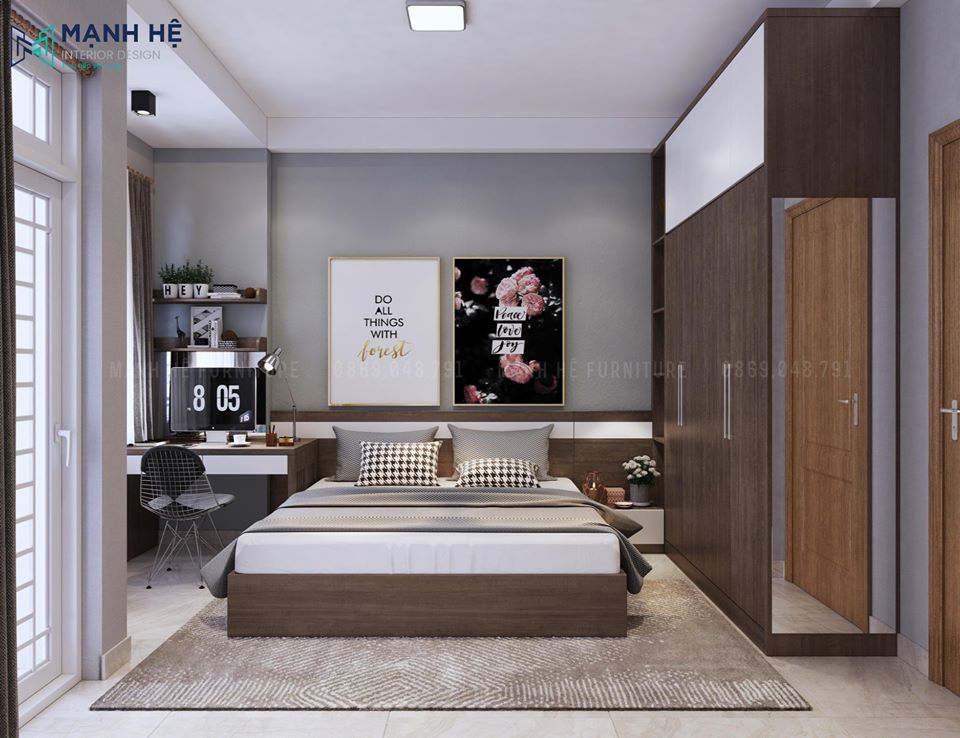 Thiết kế nội thất phòng ngủ ấn tượng theo phong cách hiện đại - anh Thế
