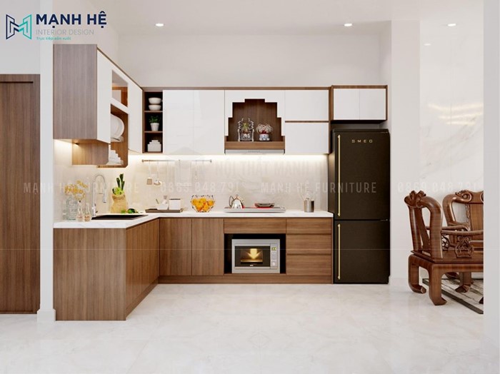 Mẫu tủ bếp chữ L