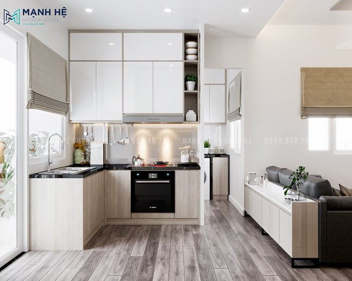 tủ bếp chữ L nhỏ