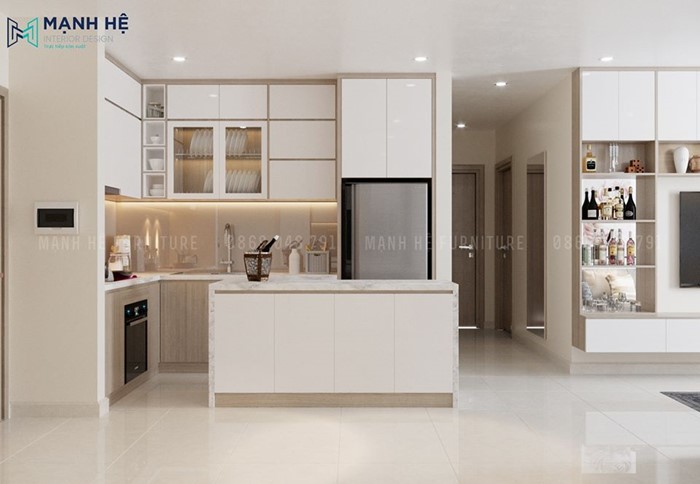 tủ bếp nhỏ có đảo bếp