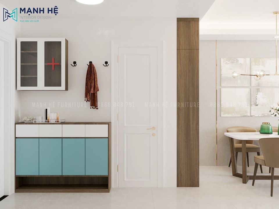 tủ giày màu xanh đẹp mắt