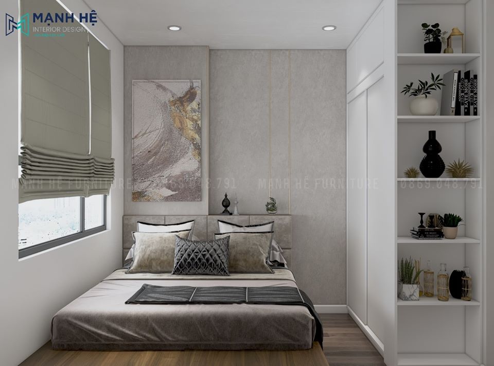 Thiết kế nội thất phòng ngủ master đẹp với vách ốp acrylic đầu giường