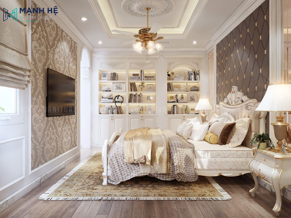 Mẫu thiết kế nội thất phòng ngủ theo phong cách tân cổ điển 