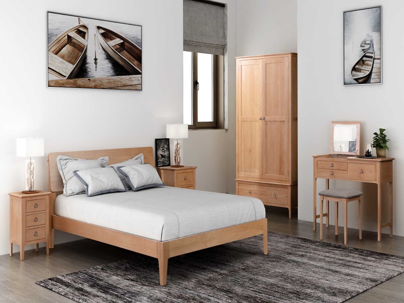 Kích thước của tủ quần áo gỗ tự nhiên nền cân xứng với không gian phòng ngủ
