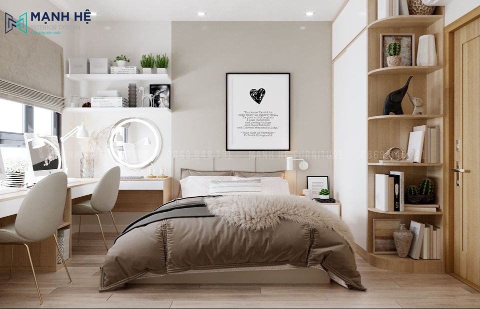 Mẫu thiết kế nội thất phòng ngủ đẹp đơn giản cho không gian nhỏ