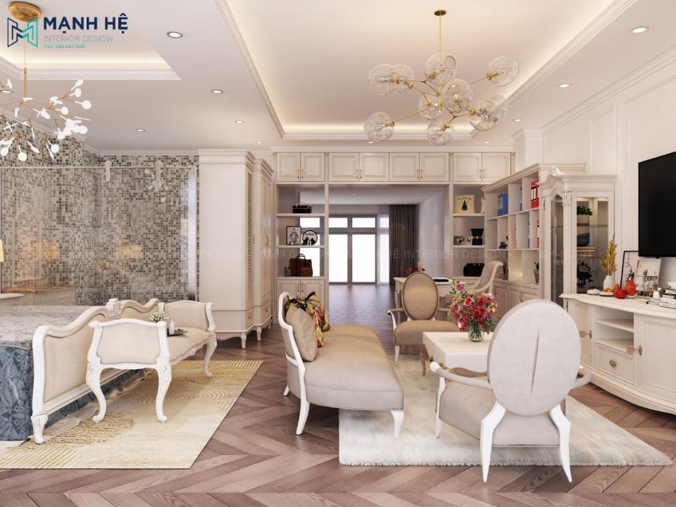 Không gian nội thất phòng ngủ tân cổ điển