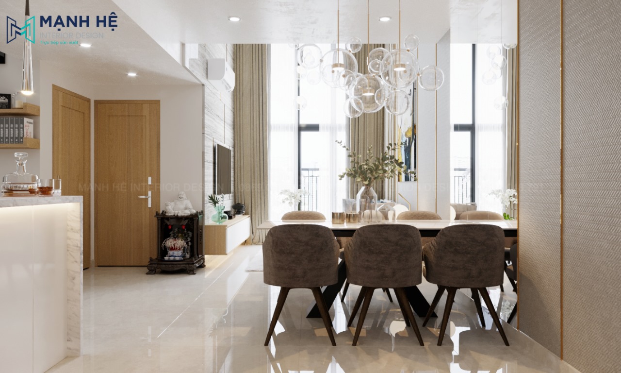 nội thất phòng khách liền bếp