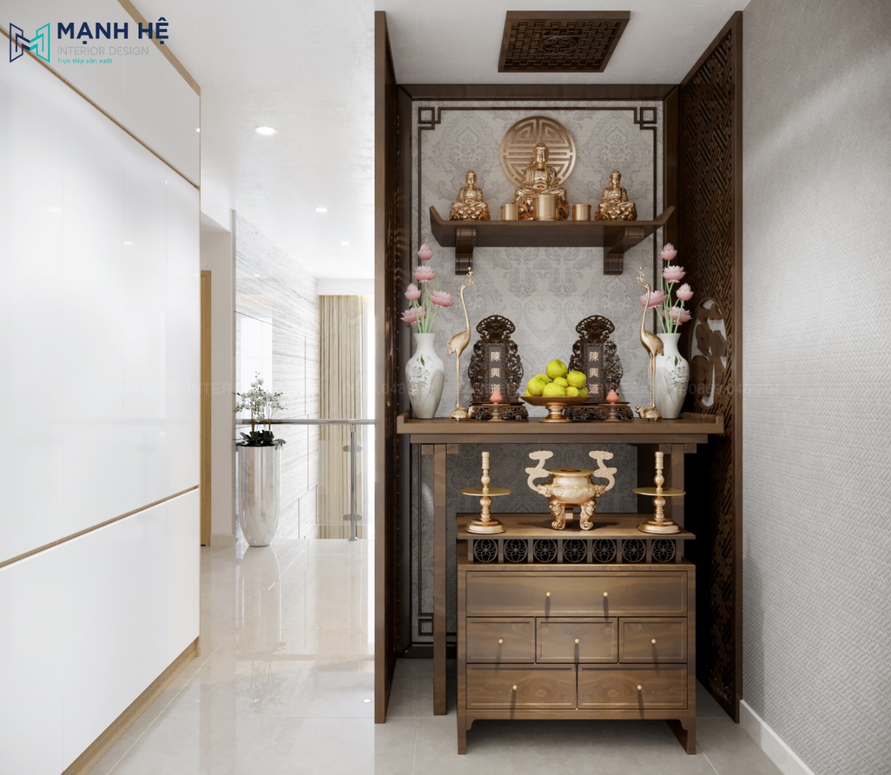 phòng thờ ngoài sảnh tầng 2