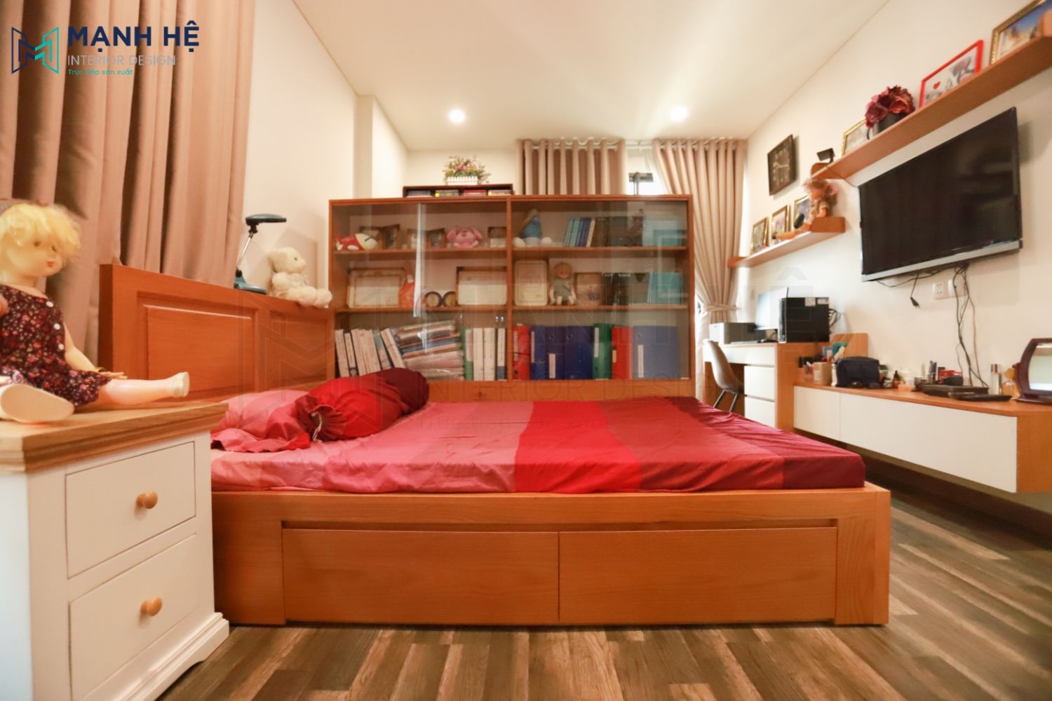 Thi công kệ tivi phòng ngủ