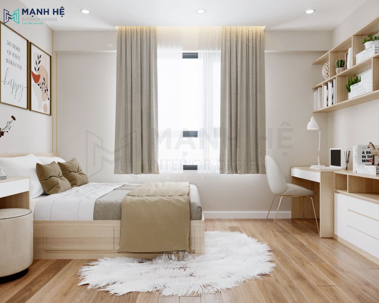 Bố trí cửa sổ lớn cho phòng ngủ bé