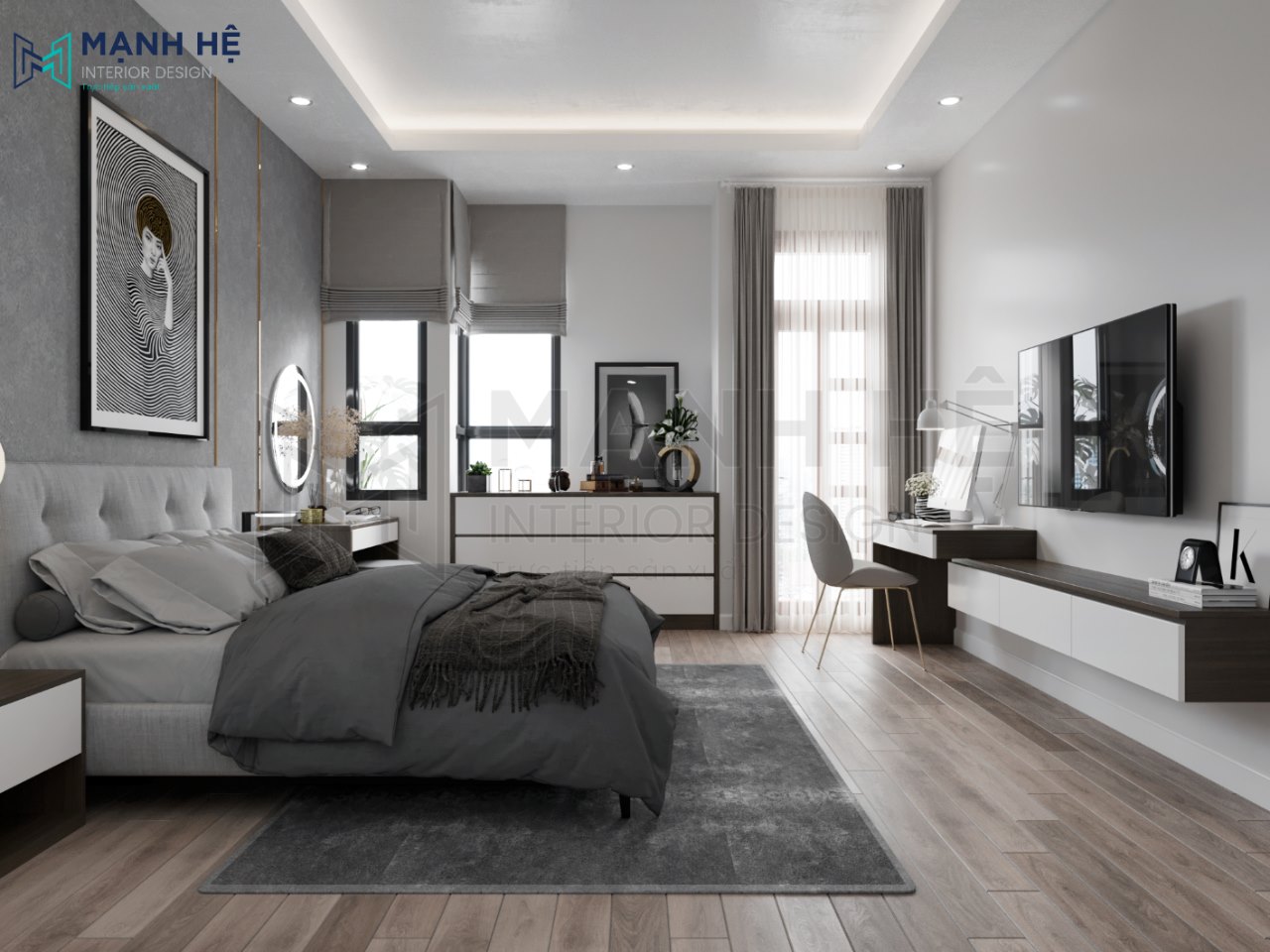 phòng ngủ gam màu tối