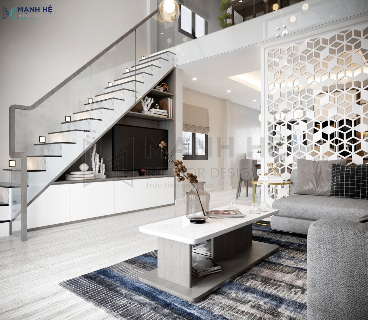 Kệ tivi dưới gầm cầu thang