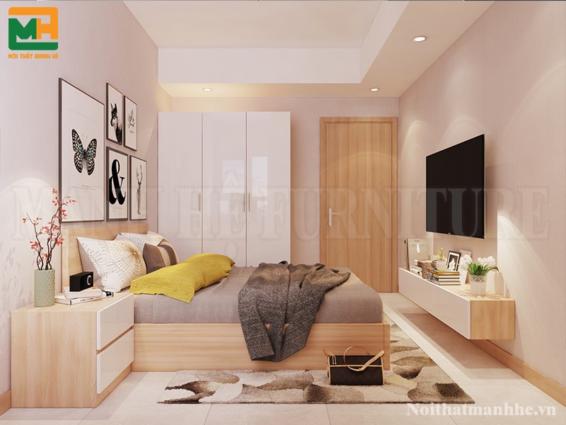 Tủ quần áo cửa lùa gỗ công nghiệp 3 cánh, tráng acrylic bóng loáng