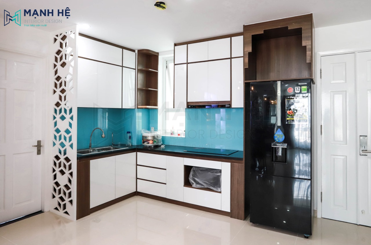 thi công tủ bếp chữ L