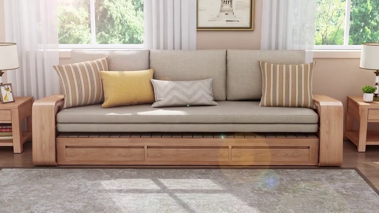 Sử dụng ghế sofa gỗ có hộc kéo thông minh giúp tối ưu diện tích cho phòng ngủ nhỏ