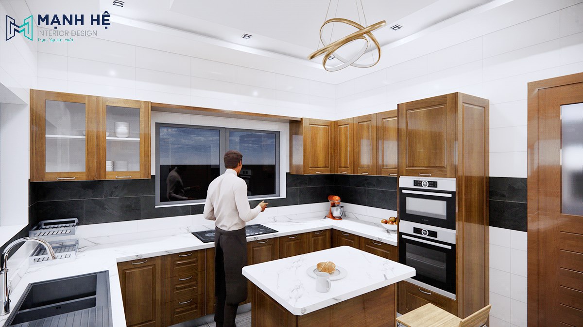 Phòng bếp gỗ tự nhiên