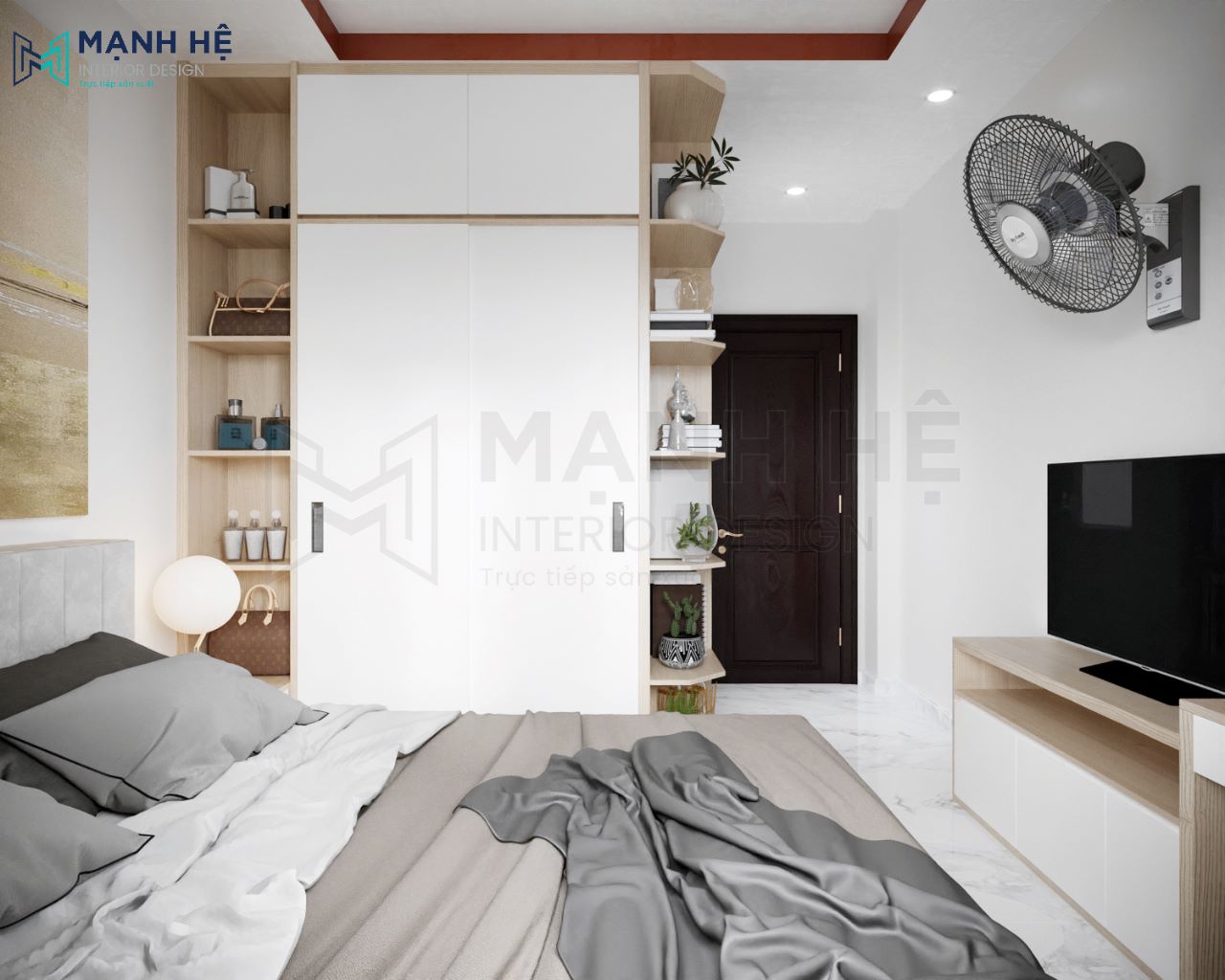 Thiết kế nội thất phòng ngủ chung cư hiện đại 8m2