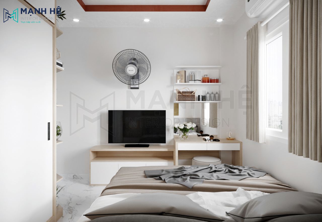Thiết kế nội thất phòng ngủ chung cư hiện đại 8m2