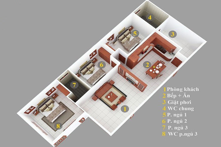 Sơ đồ bố trí mặt bằng nhà cấp 4 diện tích 7x15m có 3 phòng ngủ - Nhà đẹp  Dakcun - YouTube