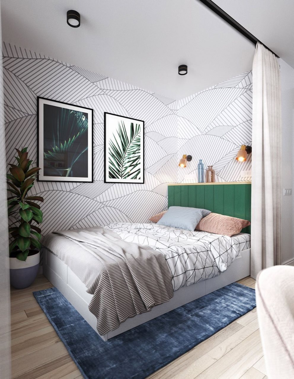 Giấy dán tường phòng ngủ phong cách hiện đại