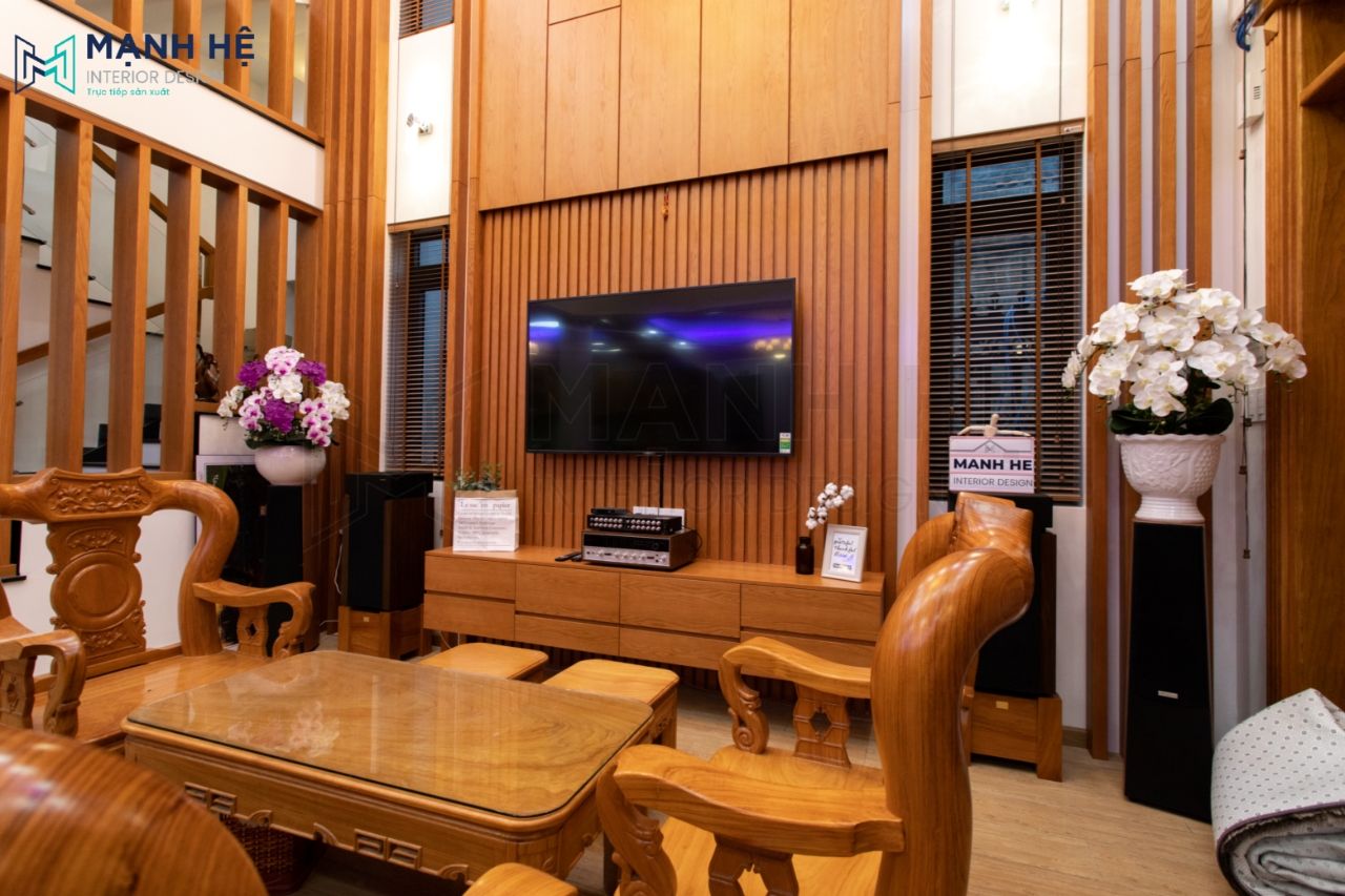 vách gỗ sang chản