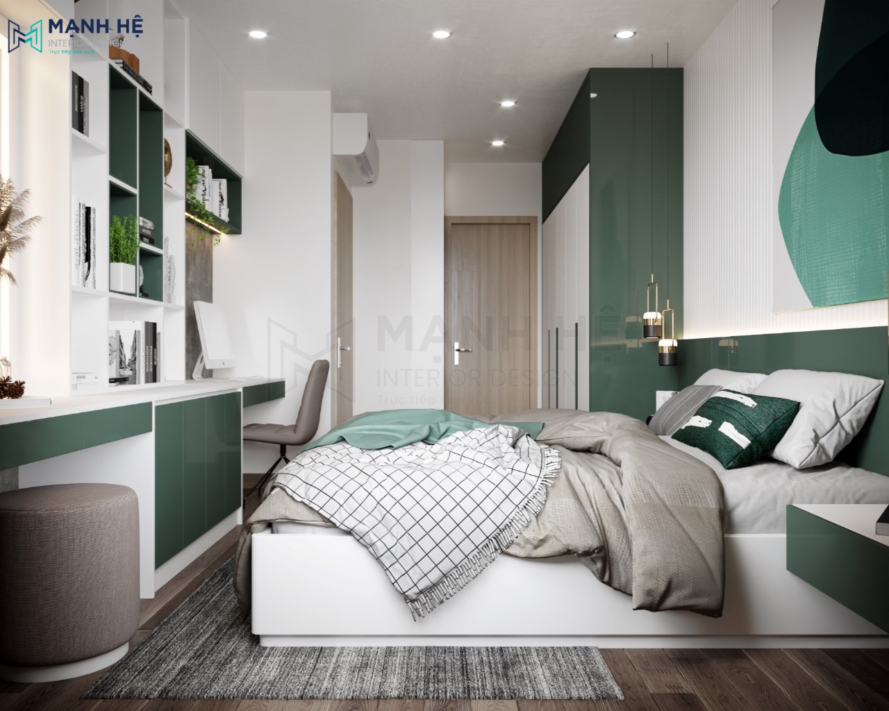 Sử dụng đèn thả trang trí phòng ngủ