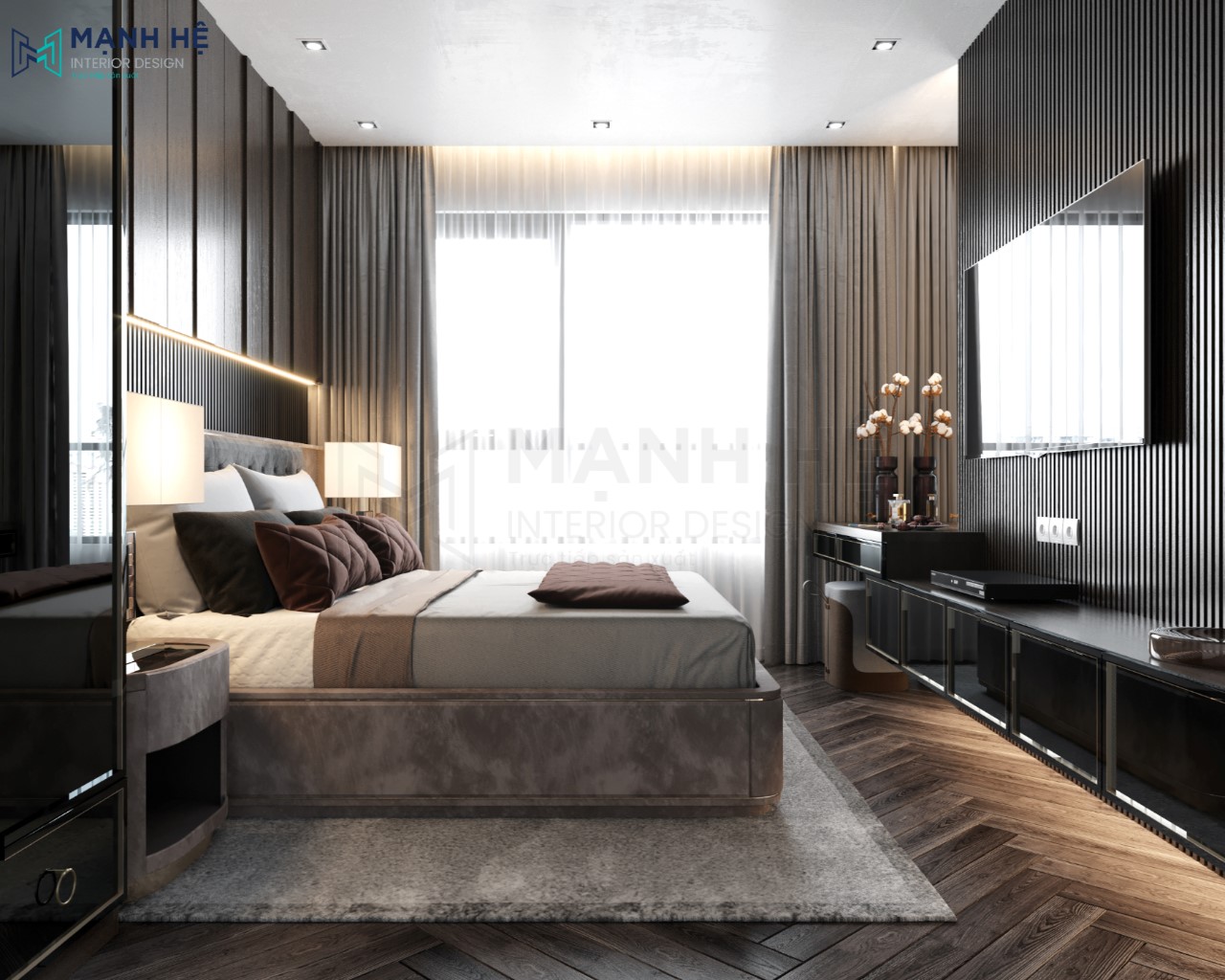 Thiết kế nội thất phòng ngủ với cách phối màu ấn tượng