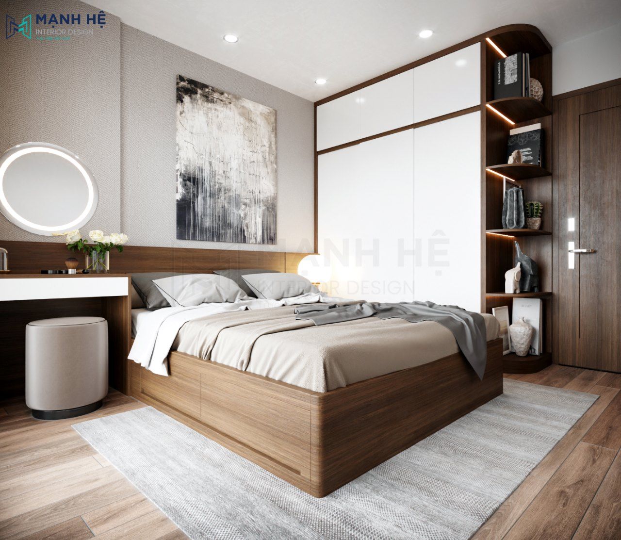 thiết kế phòng ngủ căn hộ chung cư 70m2