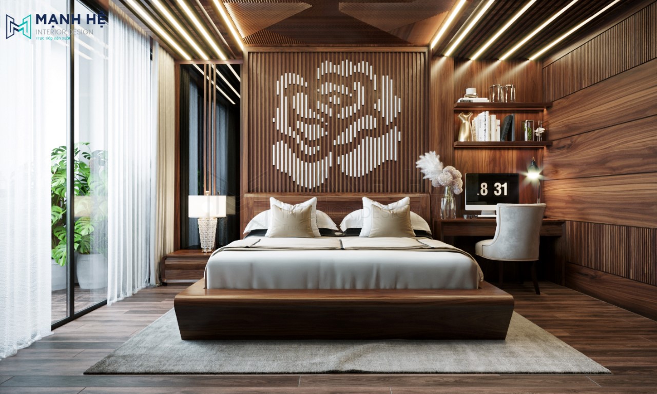 Thiết kế phòng ngủ gỗ óc chó đẳng cấp - Chú Tân