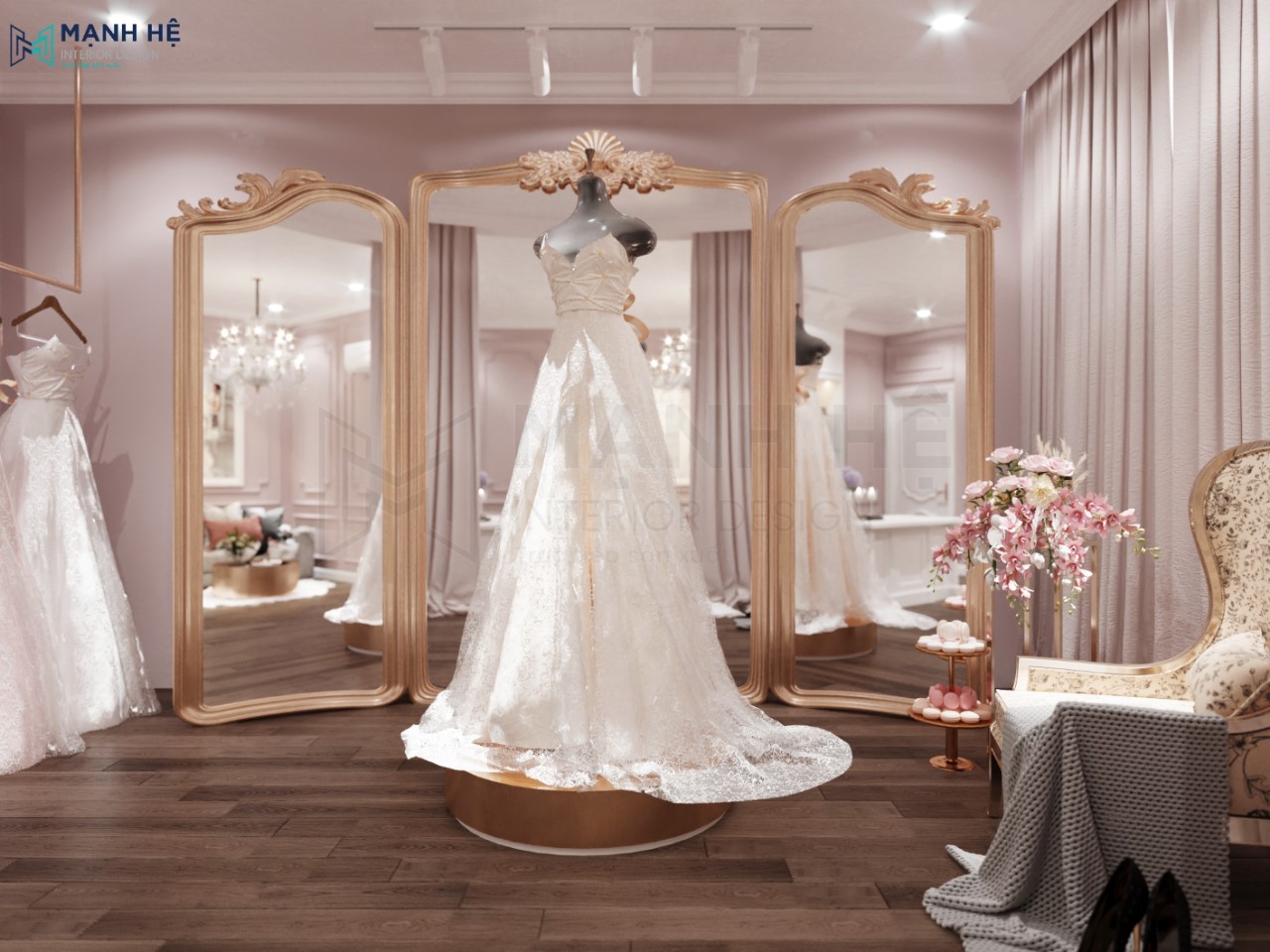 Phòng thử đồ cho showroom áo cưới 