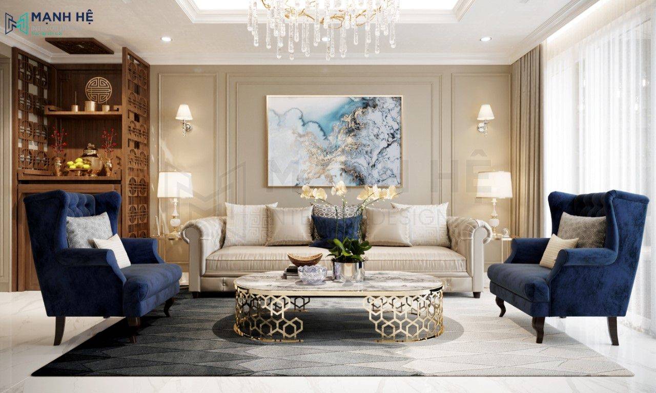 Thiết kế nội thất phòng khách chung cư luxury