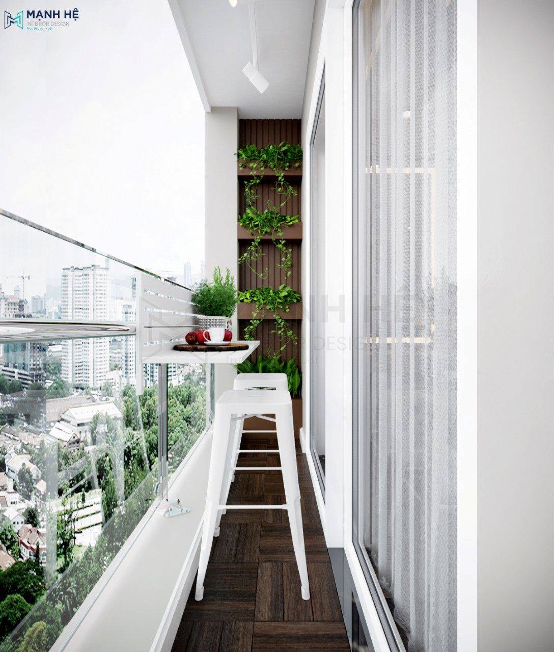 thiết kế ban công xanh mát cho chung cư