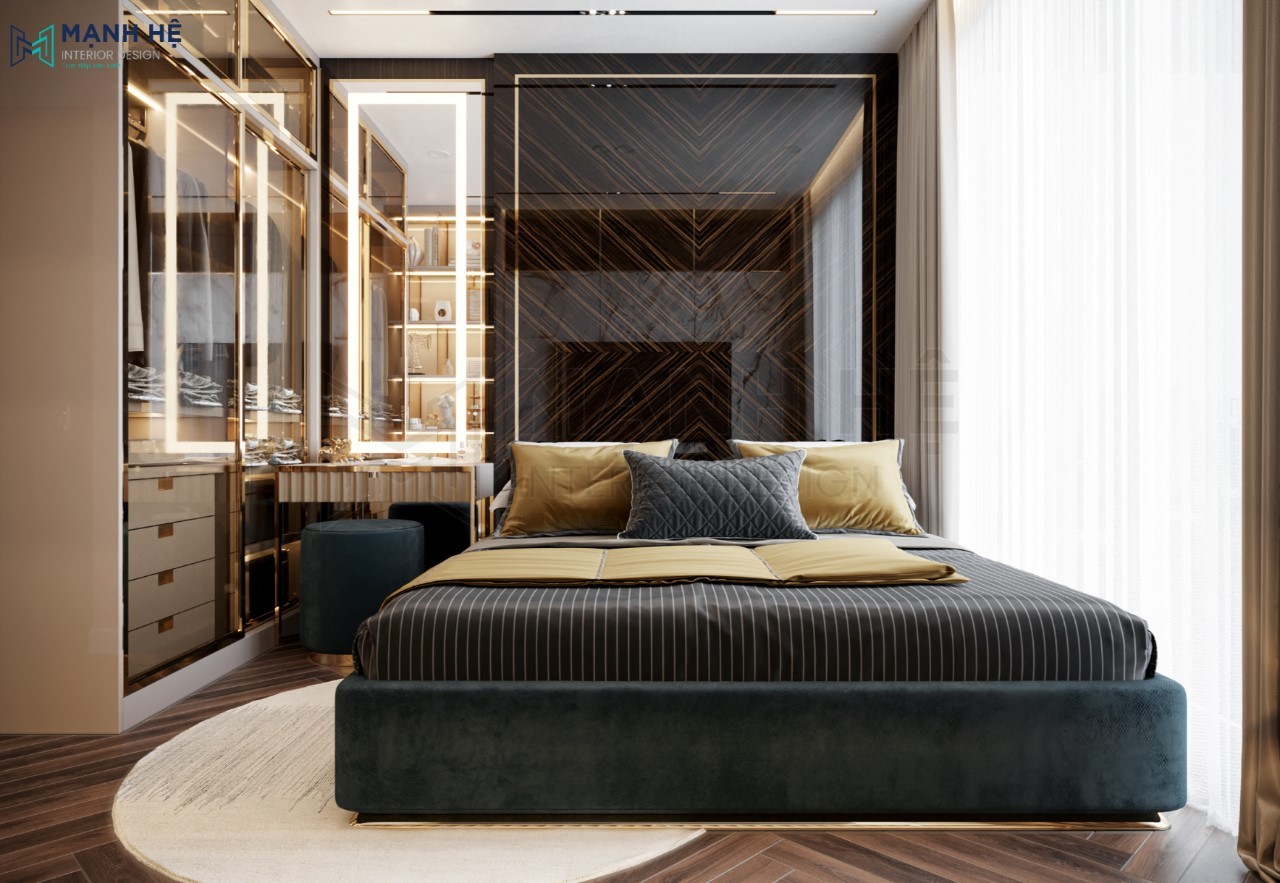 Thiết kế nội thất phòng ngủ master đẹp hiện đại với chất liệu gỗ cao cấp