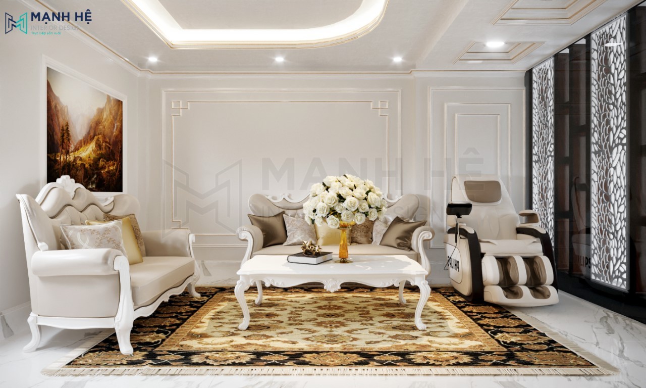 Thiết kế nội thất phòng khách tân cổ điển đẹp NT180006
