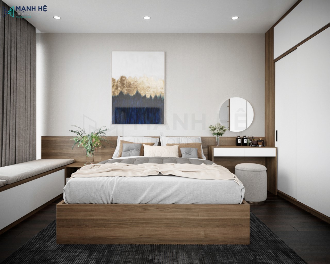 Thiết kế nội thất phòng ngủ master đẹp theo phong cách hiện đại