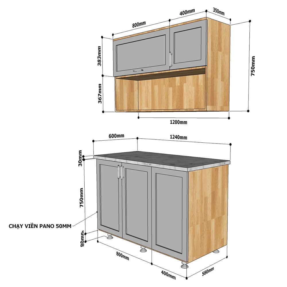 Những mẫu tủ bếp gỗ cho nhà nhỏ đẹp nhất 2019