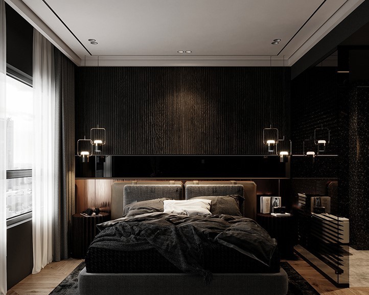 Mẫu phòng ngủ màu đen đẹp tiện nghi