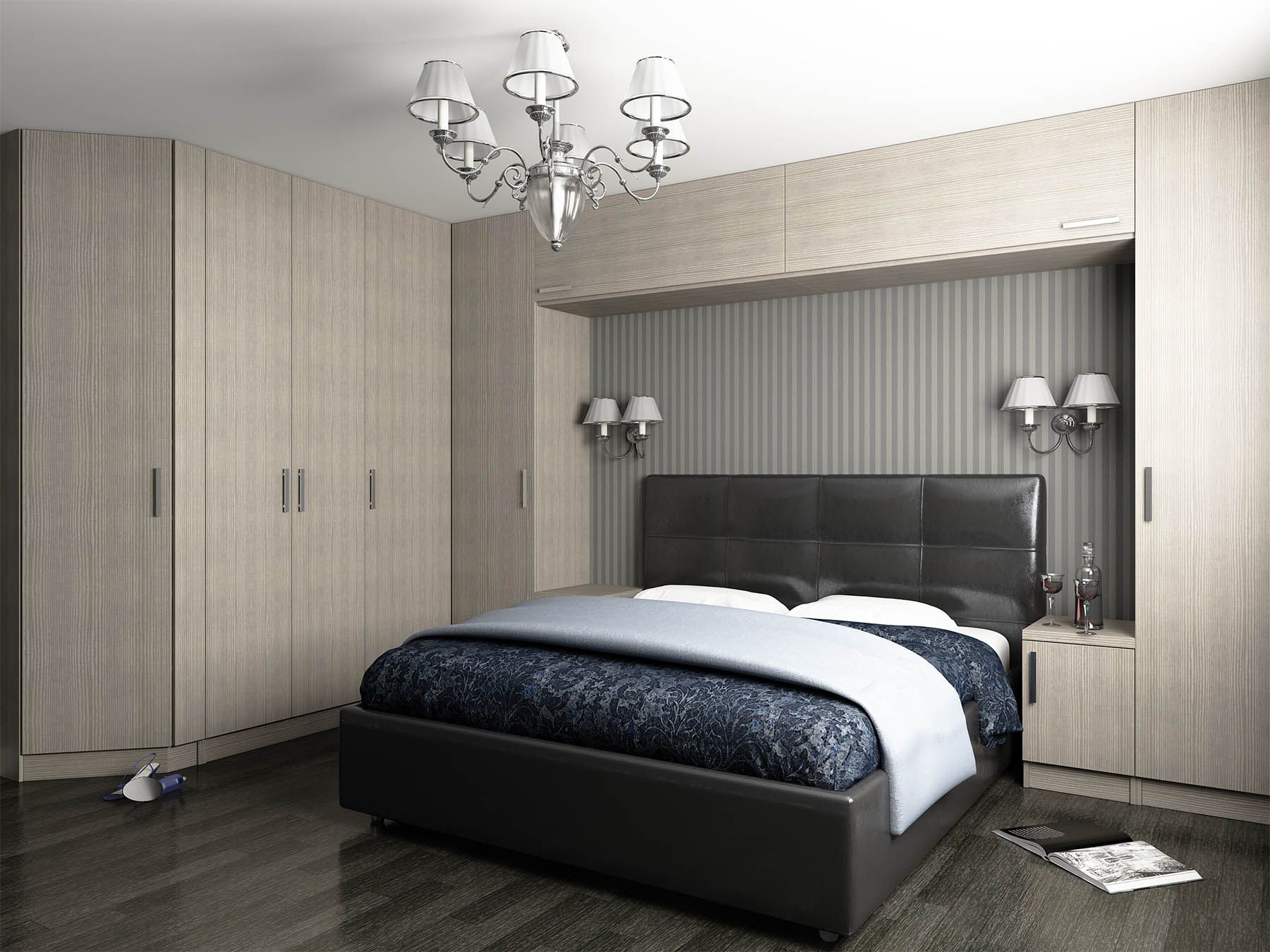 bộ giường ngủ kết hợp tủ quần áo phong cách tối giản