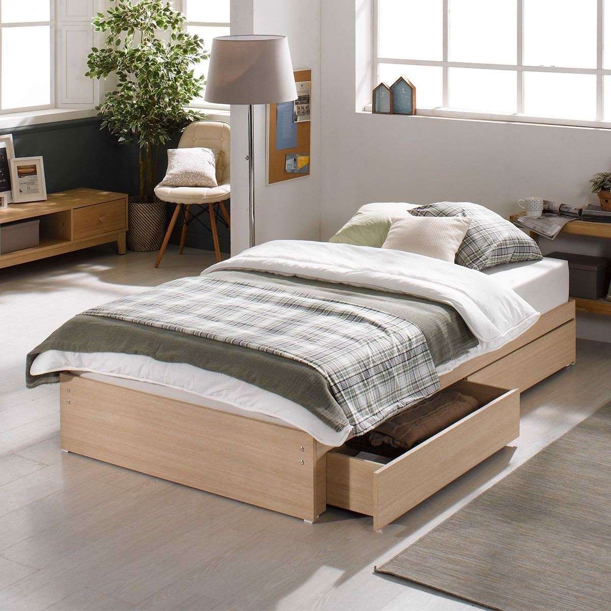 Mẫu giường ngủ gỗ 1m2 có hộc kéo tiện nghi