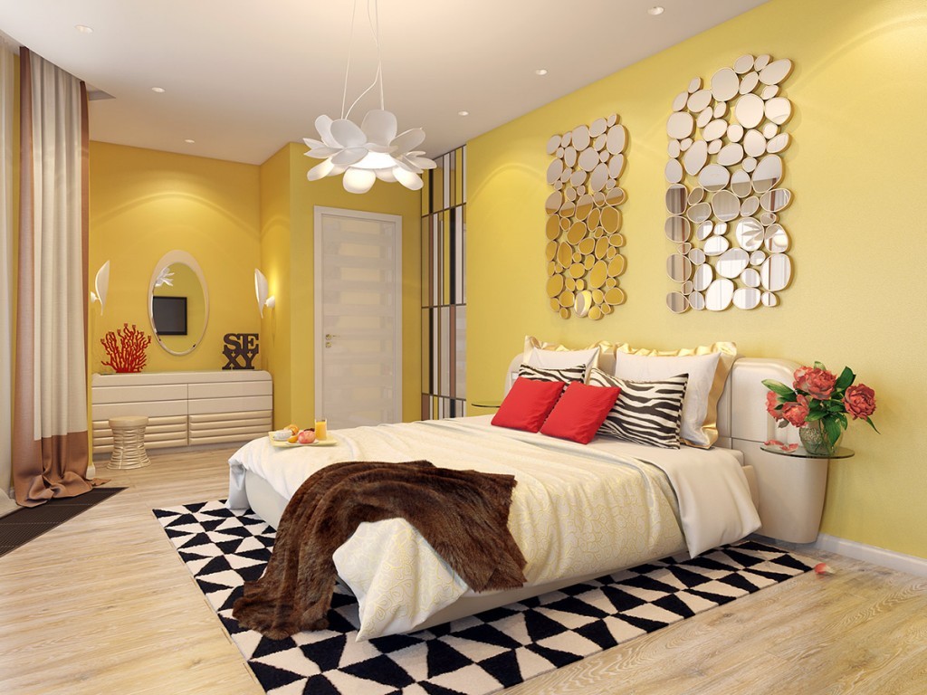 Thiết kế phòng ngủ màu vàng nhạt đẹp