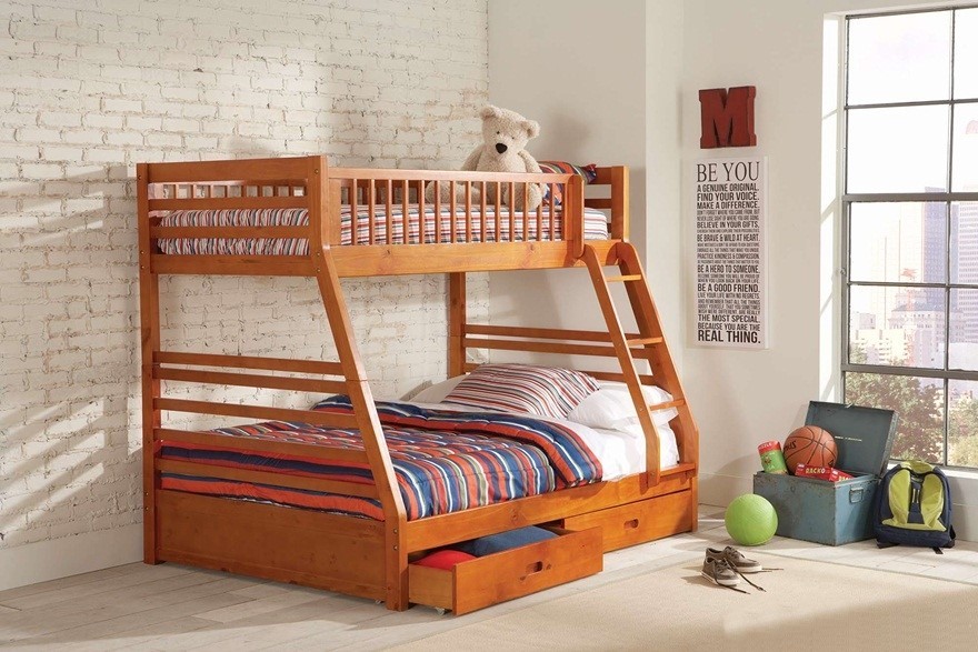 Lựa chọn màu sắc giường tầng gỗ sồi cũng phải dung hòa trong tổng thể nội thất trong căn phòng