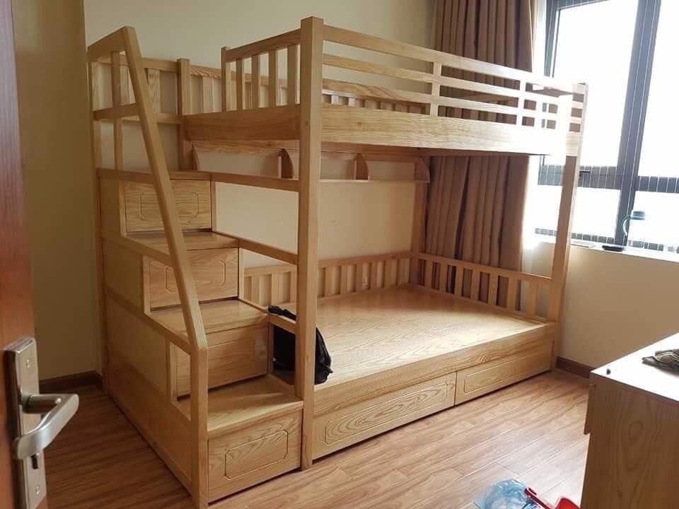 Thi công thực tế giường ngủ gỗ sồi chắc chắn