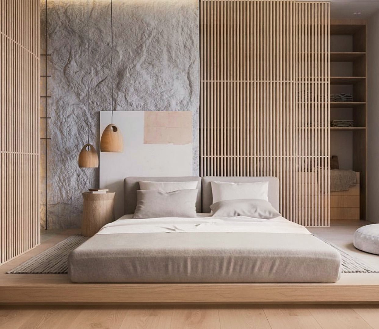 Giường bệt đặc trưng trong phòng ngủ Nhật Bản