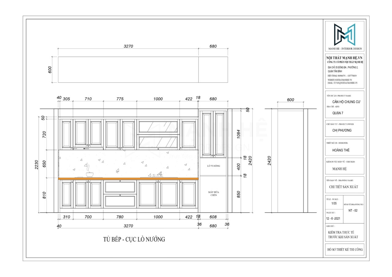 Bản vẽ thiết kế tủ bếp chữ L  nhìn là mê tại Hpro