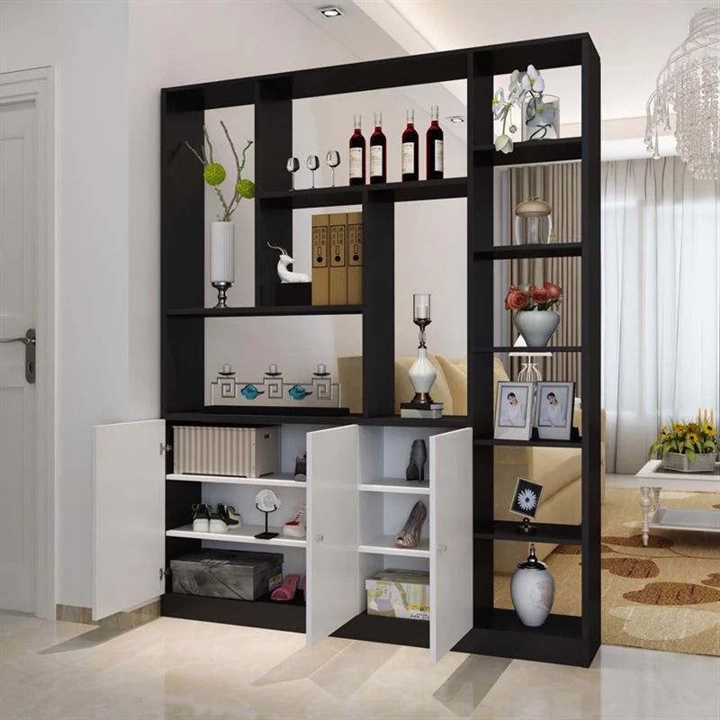 Kệ tủ rượu trang trí làm vách ngăn phòng khách và bếp